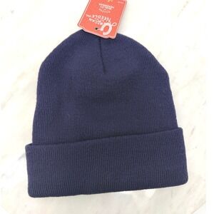 American Needle Navy Blue Knit Cuffed Beanie Hat NWT Solid Ribbed Winter Cap